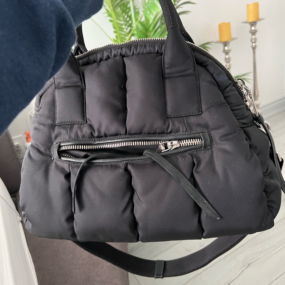 Prada Black Quilted Nylon Dome Satchel with Silver Hardware - Picture 3 of 8